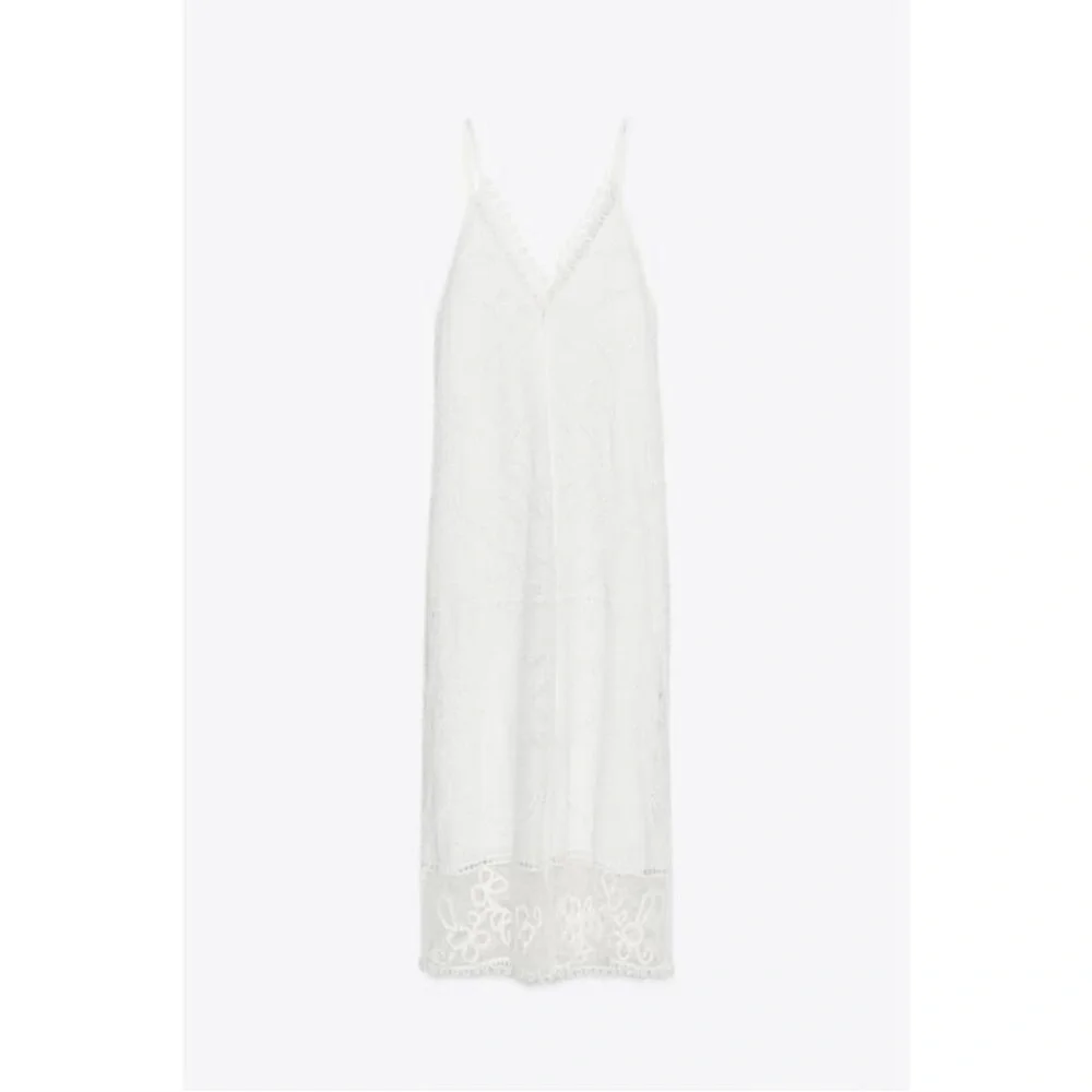 ZARA White Embroidered Lace Maxi Dress NWT Boho Cotton Slip Beach Resort ZW XS - Picture 3 of 14